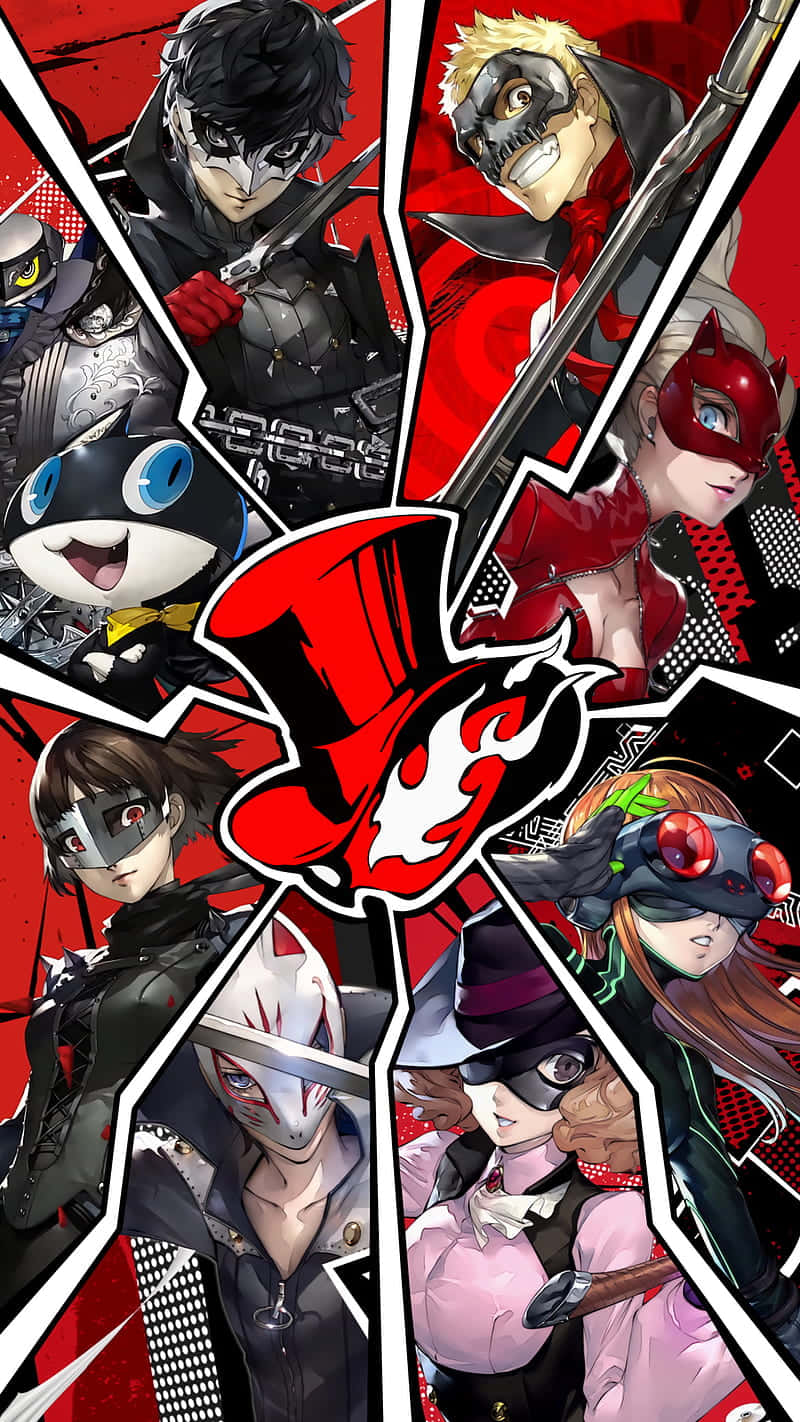 Persona 5, iPhone, red and white fractured background, HD Phone Wallpaper