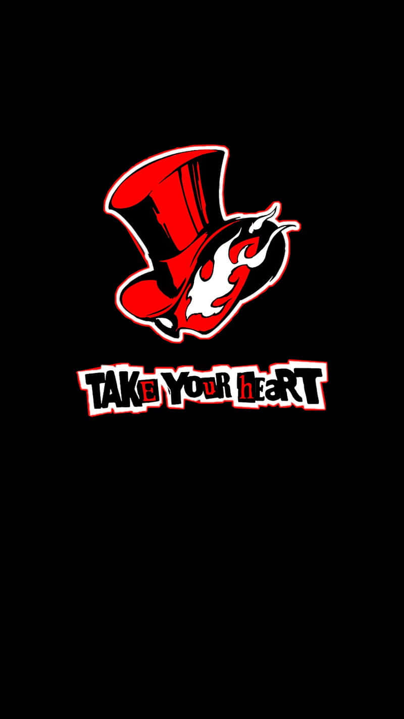 Persona 5 Logo, red top hat, flaming heart design, HD Phone Wallpaper