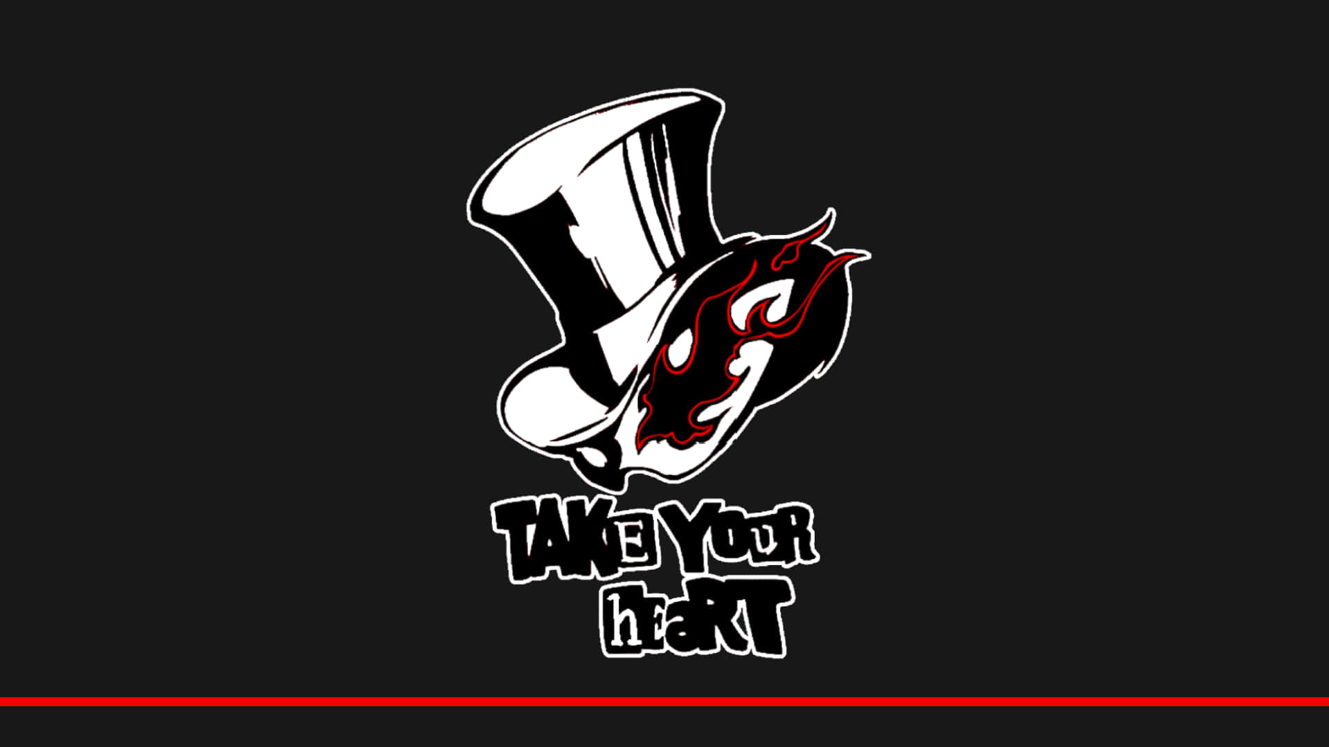 Persona 5, white top hat, flaming red heart, Full HD Desktop Wallpaper