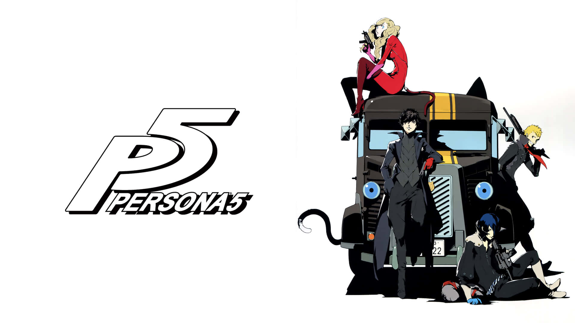 Persona 5 Logo, cat ears, tail, Full HD Desktop Wallpaper