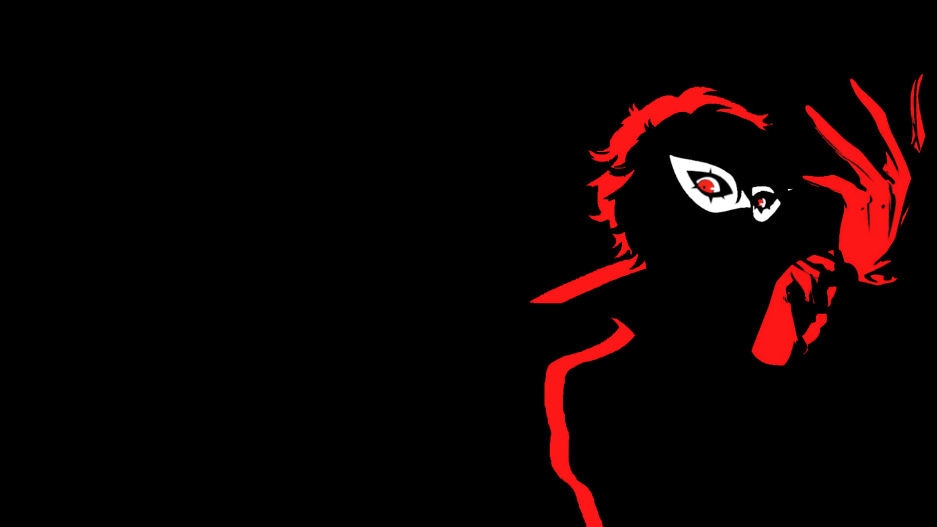 Persona 5, RPG game, stark red silhouette, Full HD Desktop Wallpaper