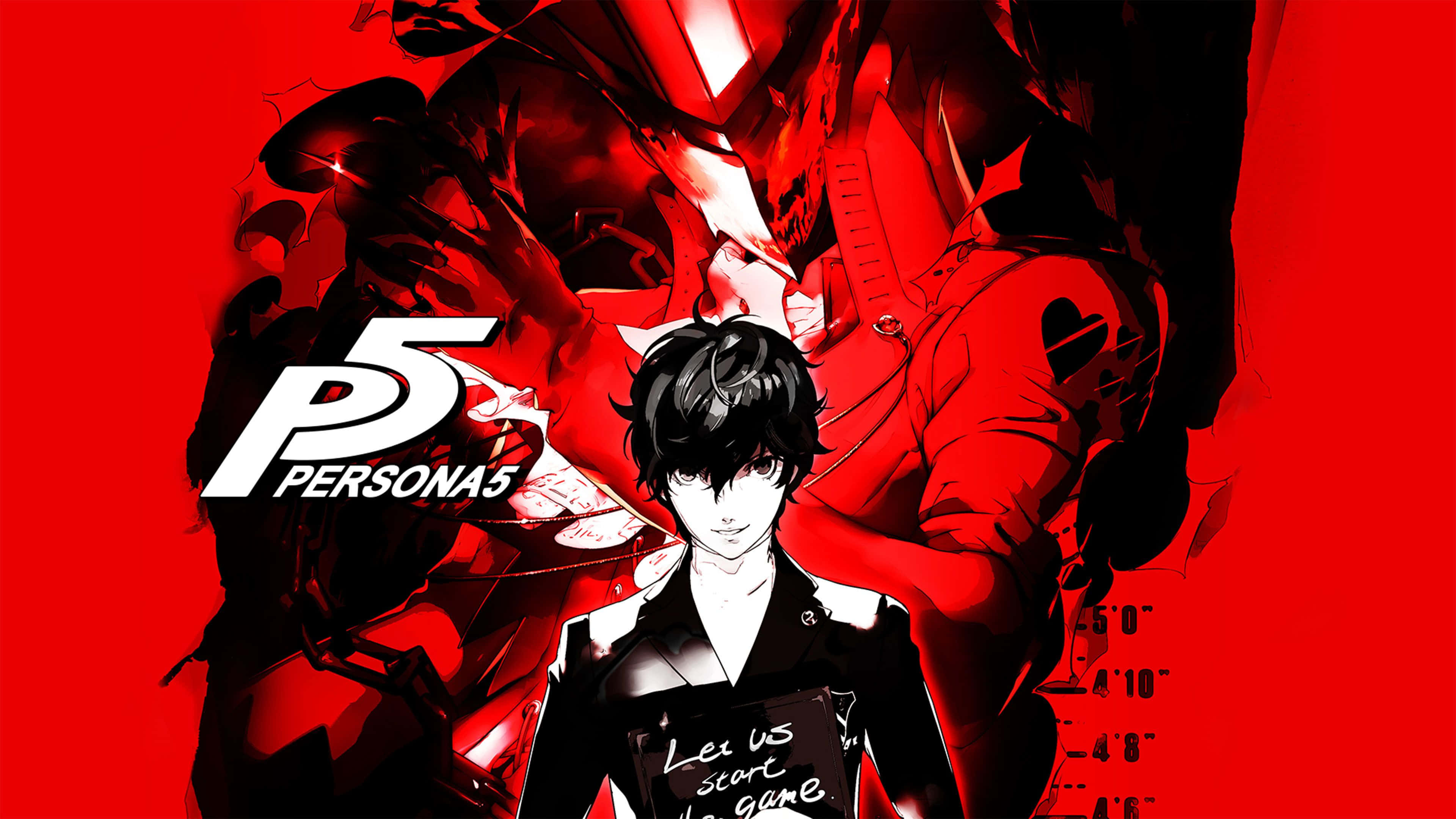 Persona 5, black jacket, vivid red background, 4K Desktop Wallpaper