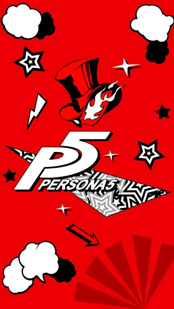 Persona 5, red background, white Persona 5 logo, SD Phone Wallpaper