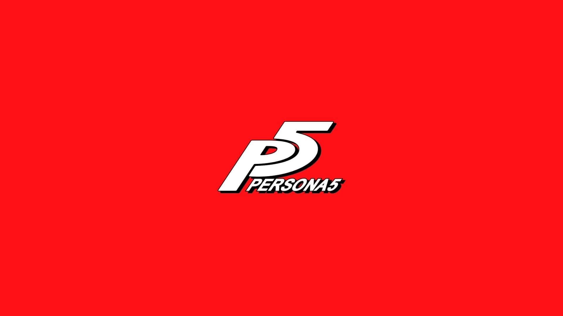 Persona 5 Logo, white, solid red background, Full HD Desktop Wallpaper