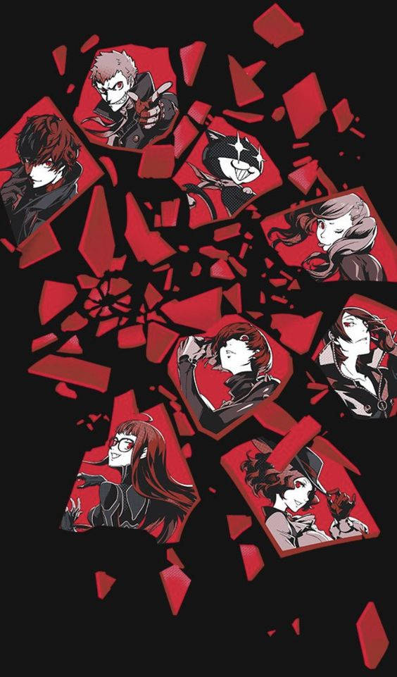 Persona 5 Phone, red glass, black background, SD Phone Wallpaper