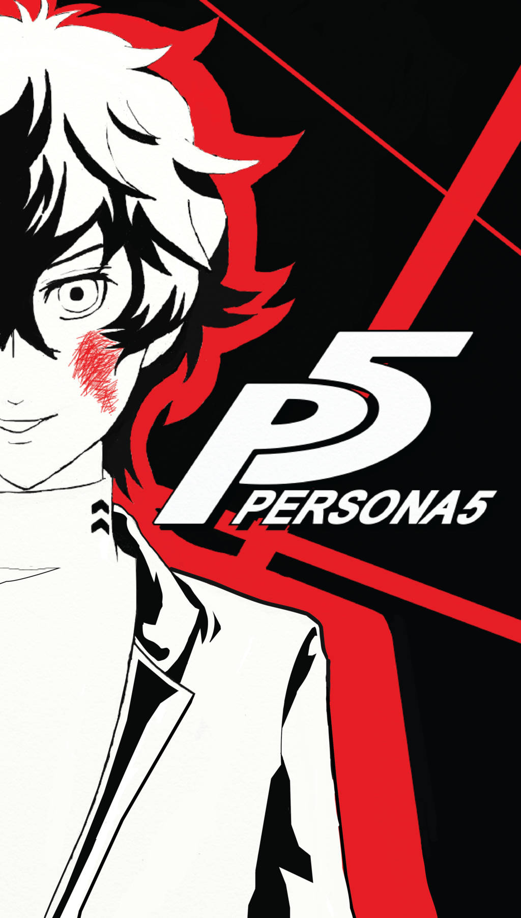 Persona 5, white hair, red streaks, HD Phone Wallpaper