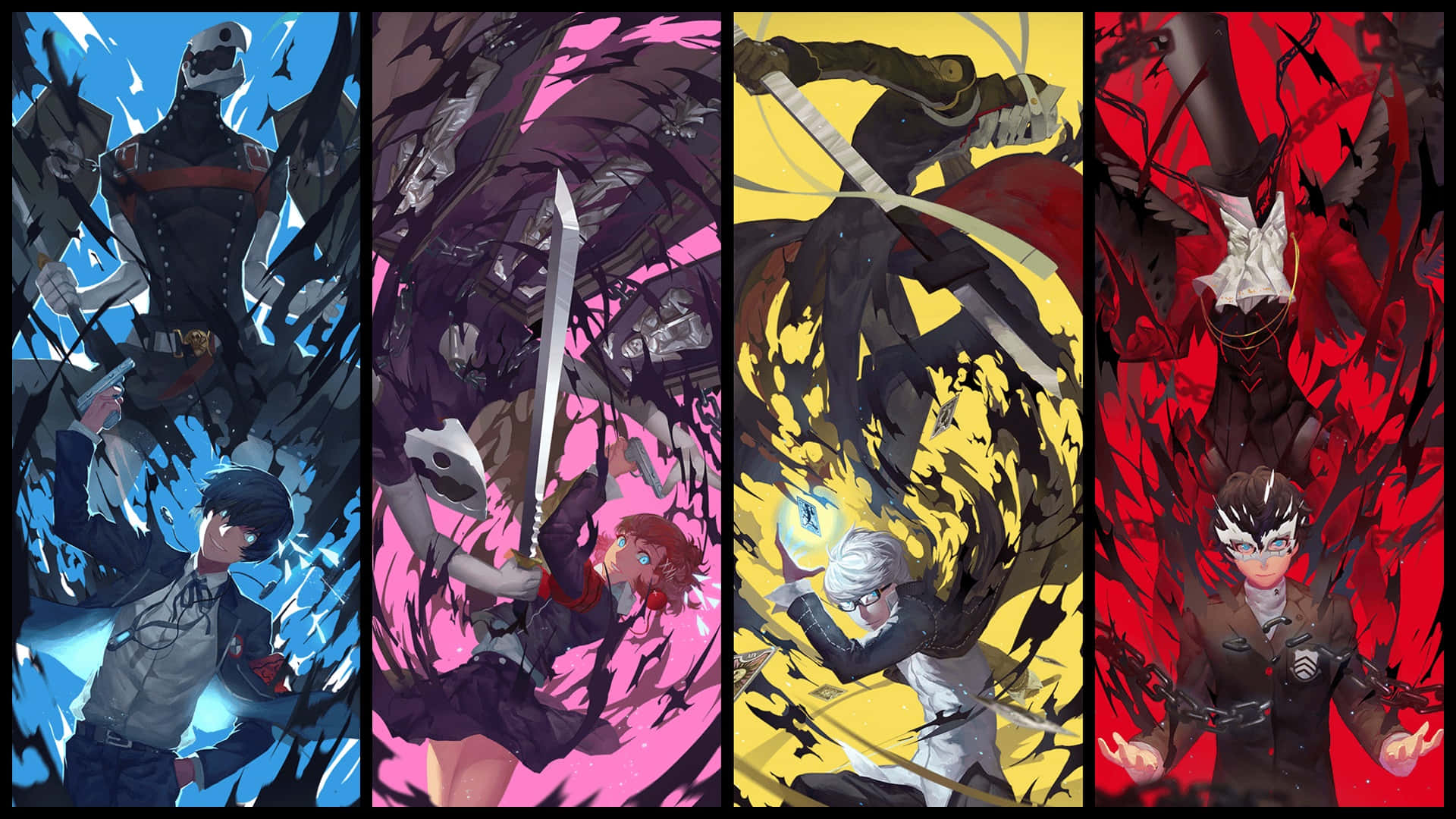 Persona 5 Strikers, anime characters, monstrous winged foes, Full HD Desktop Wallpaper