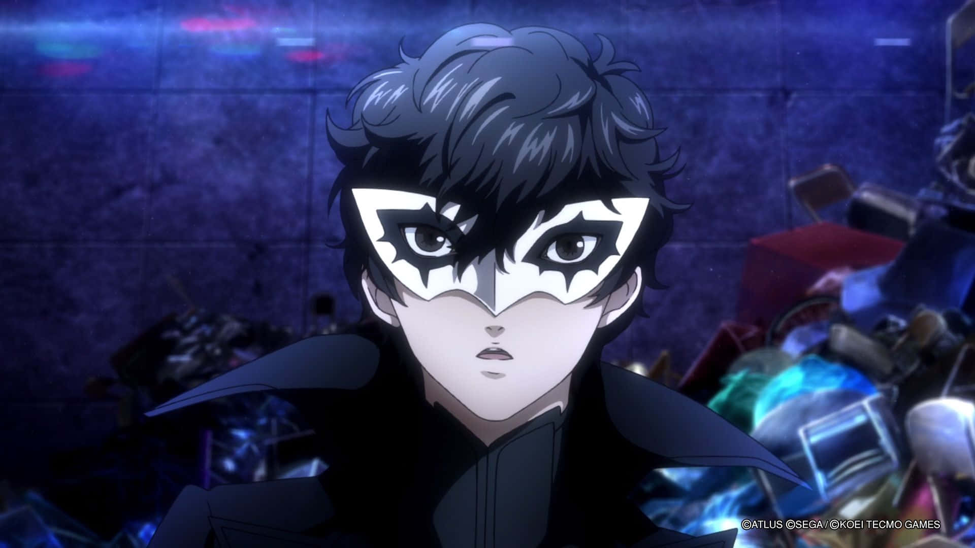 Persona 5 Strikers, black hair, white mask, Full HD Desktop Wallpaper