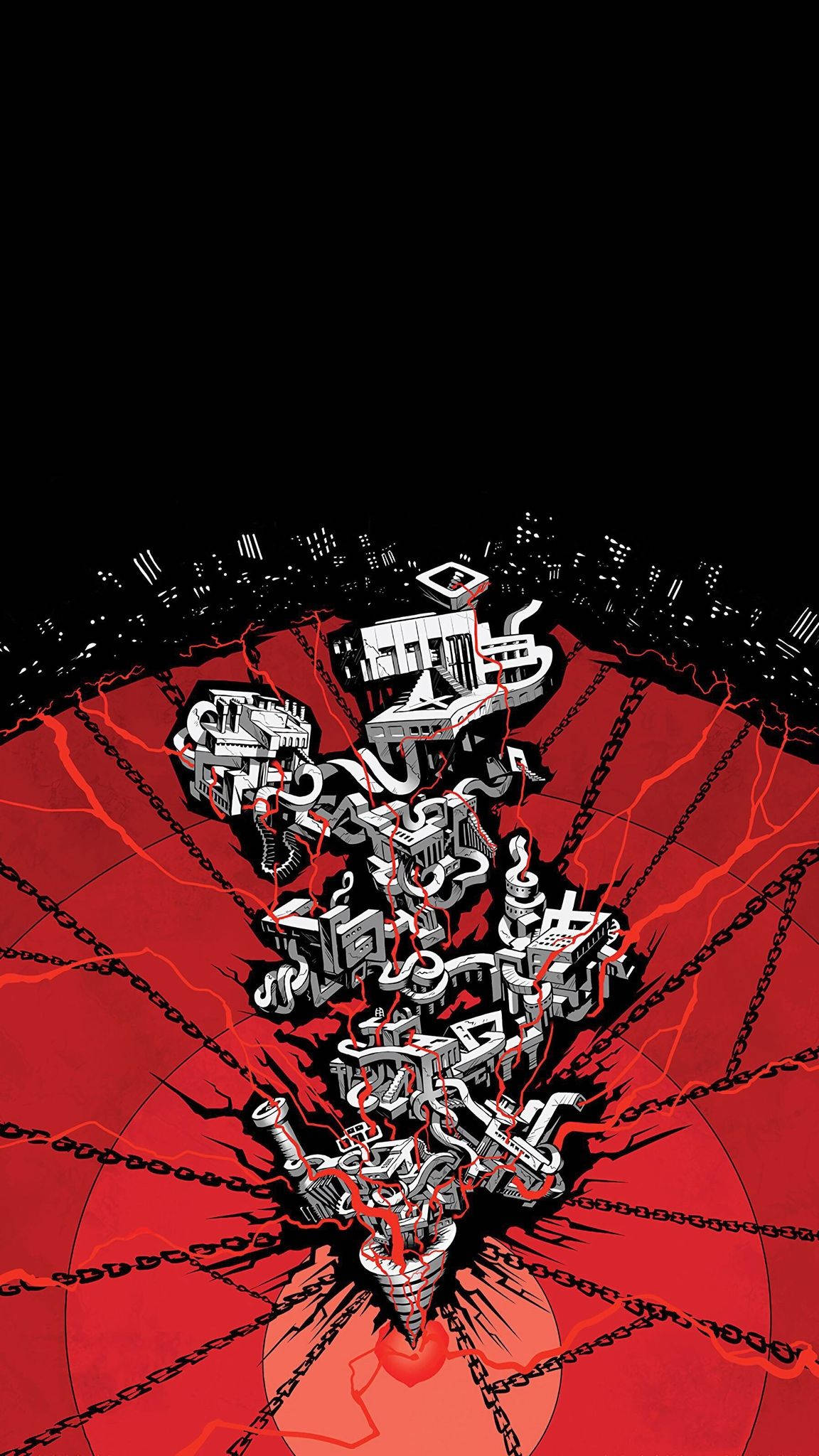 Persona 5, red cracked surface, chains, Full HD Phone Wallpaper