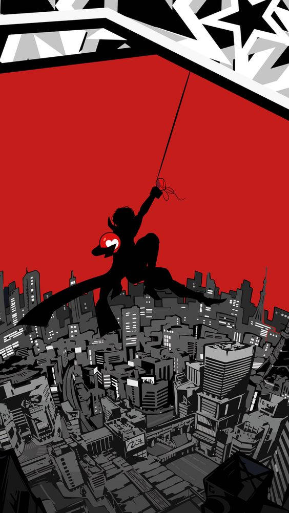 Persona 5, black silhouette, heart-shaped head, SD Phone Wallpaper