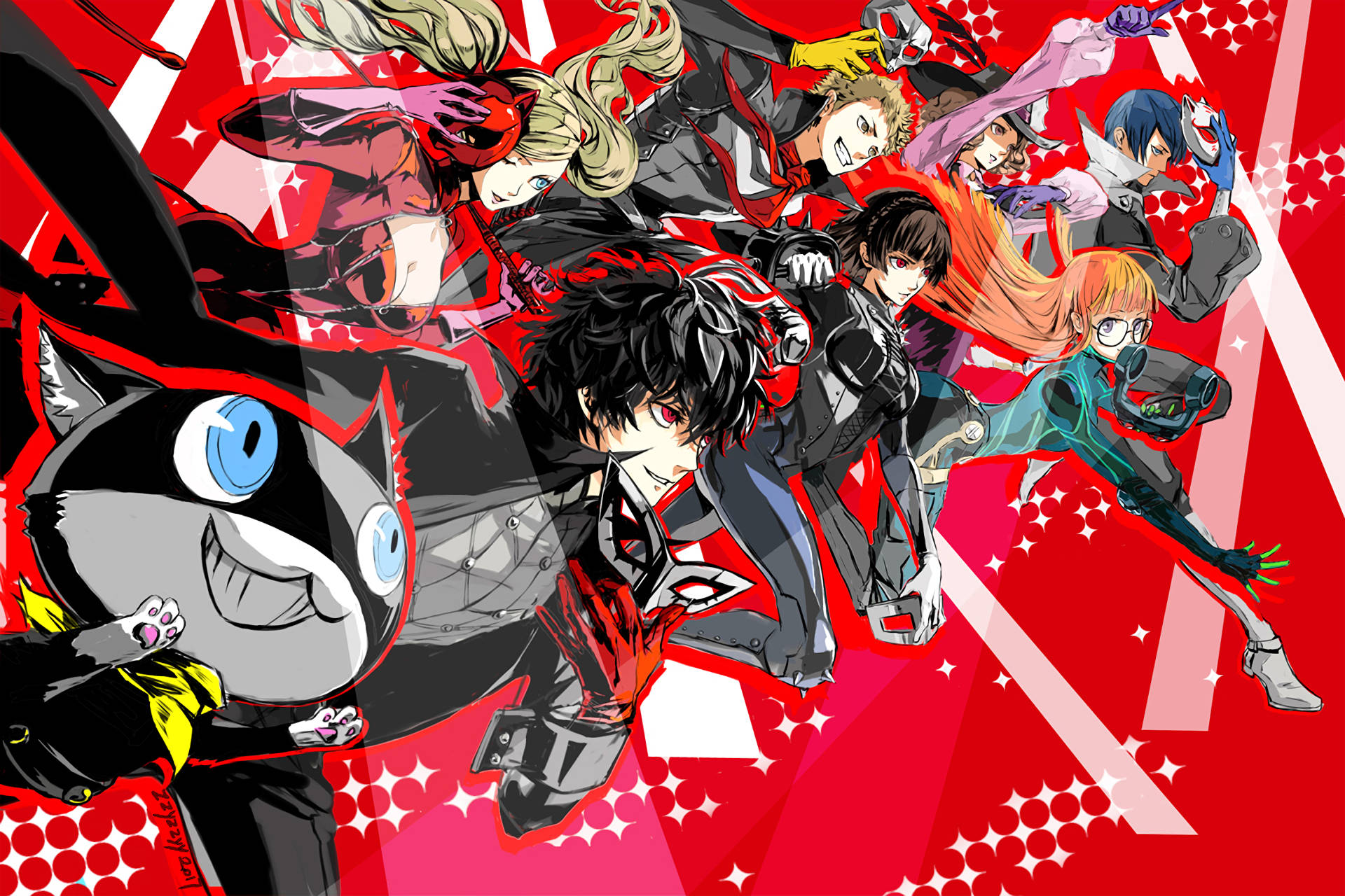 Persona, anime, black and red gear, Full HD Desktop Wallpaper