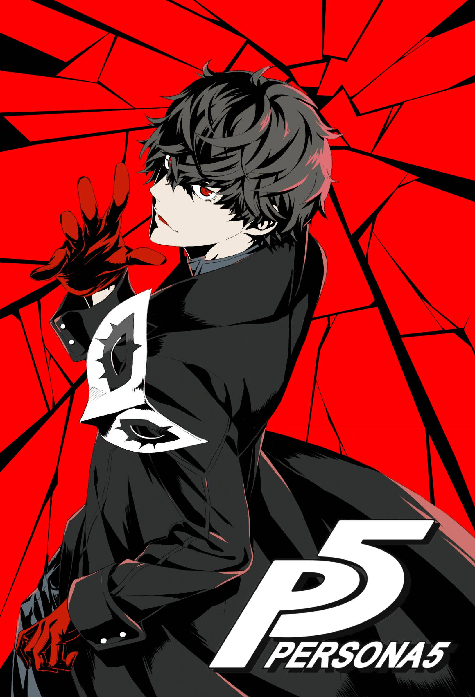 Persona 5, red eyes, black coat, Full HD Phone Wallpaper
