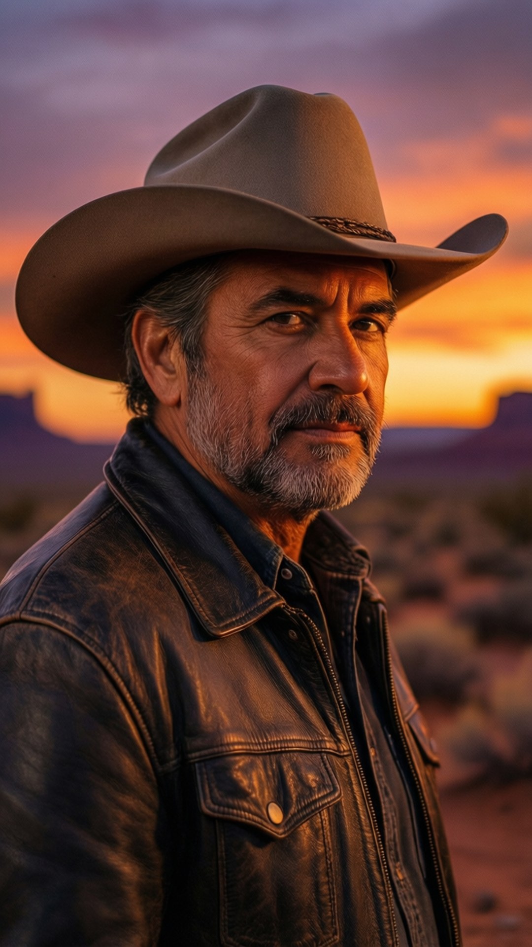 Peso Pluma, desert sunset, cinematic portrait, Full HD Phone Wallpaper