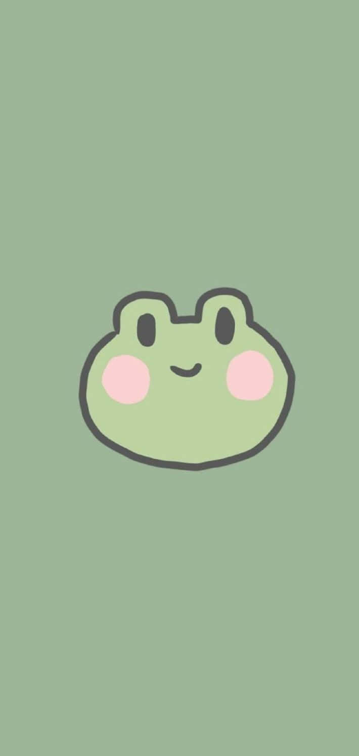 frog, pink cheeks, sage green background, HD Phone Wallpaper