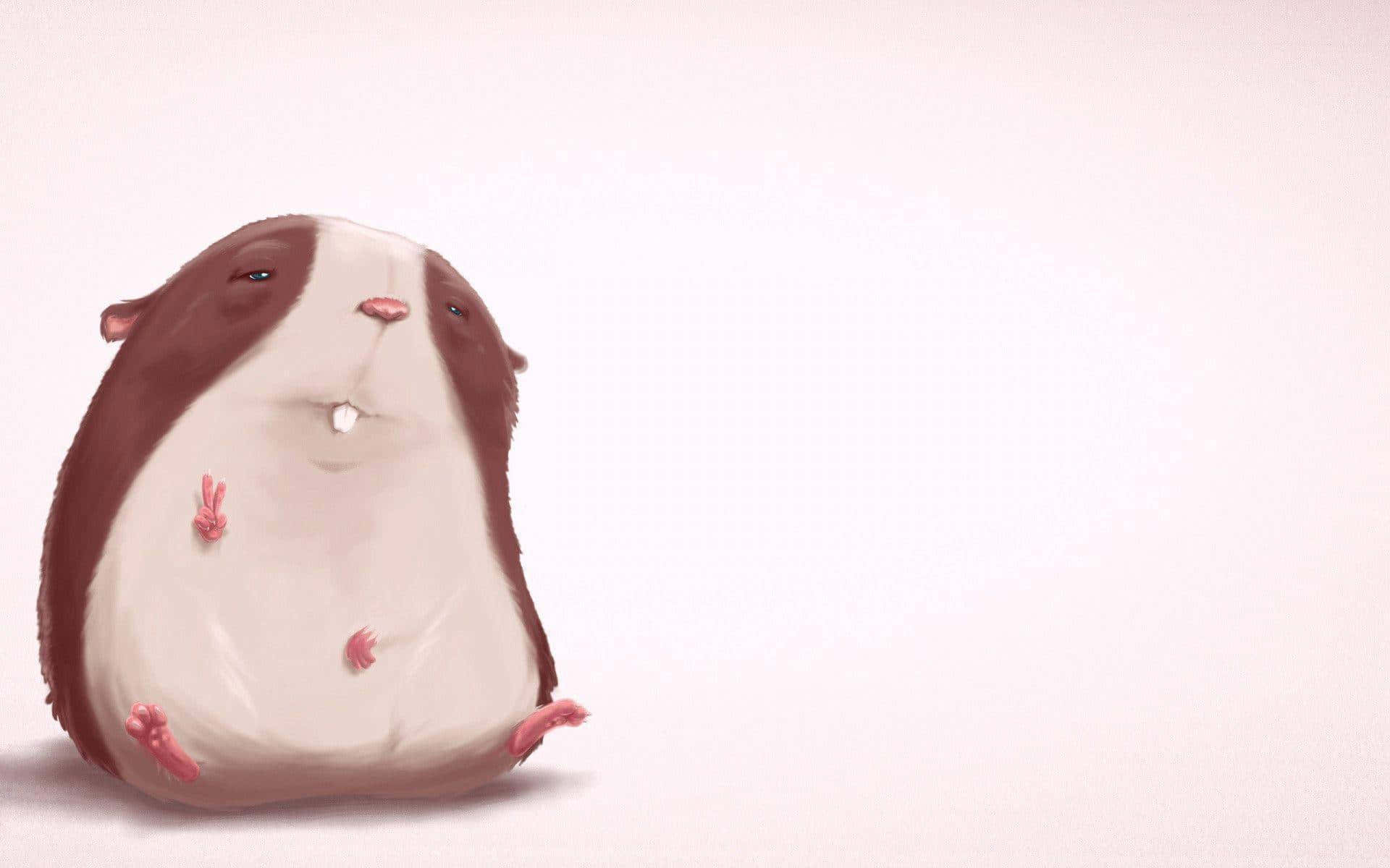 brown and white guinea pig, pink feet, small tooth, Full HD Desktop Wallpaper