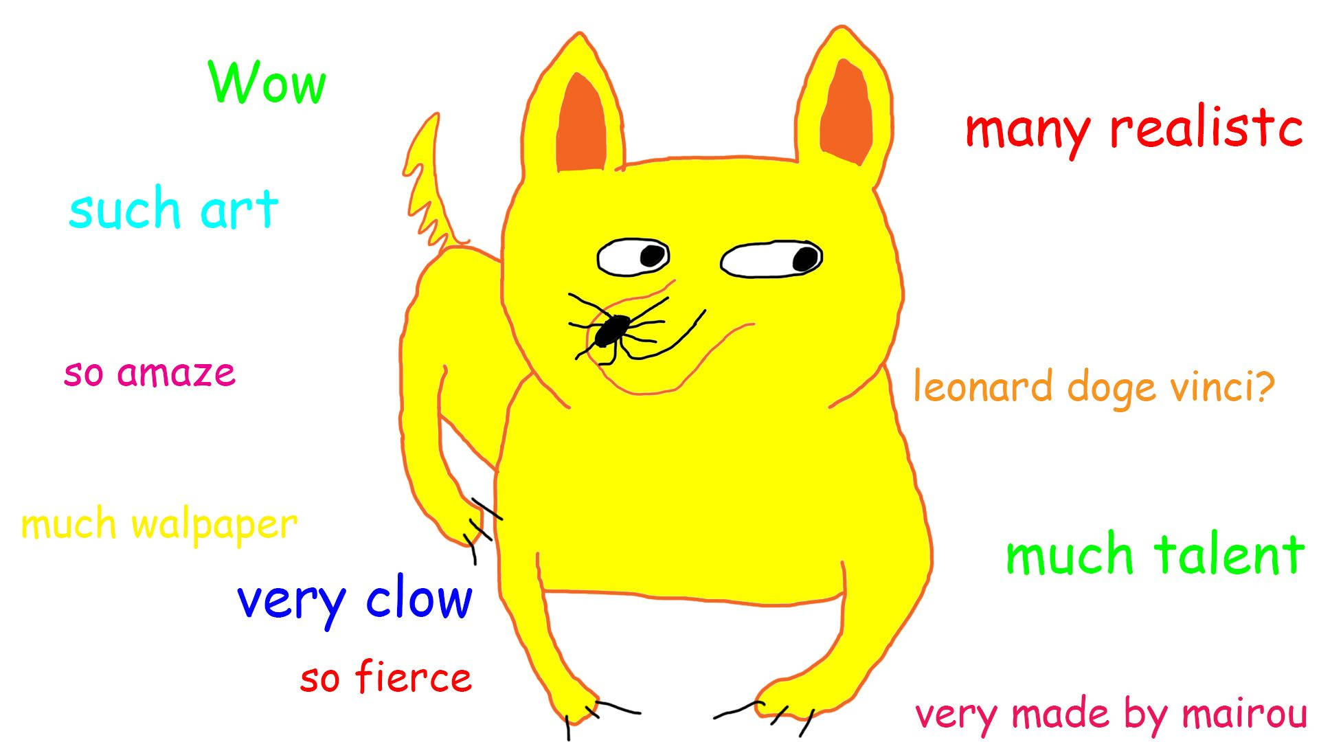 derp yellow doge meme, bright yellow cartoon dog, orange ears, Full HD Desktop Wallpaper