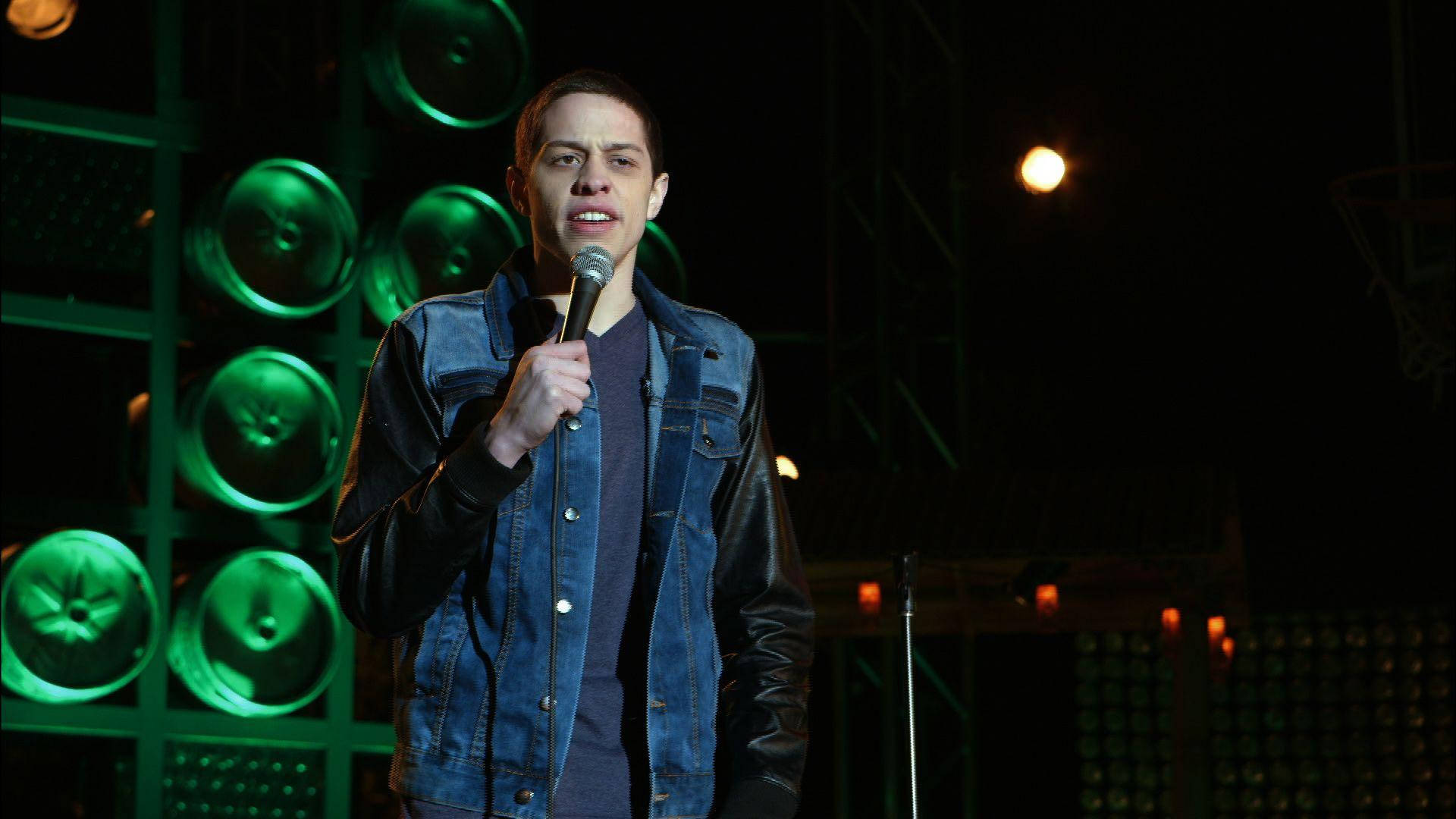Pete Davidson, denim jacket, microphone, Full HD Desktop Wallpaper