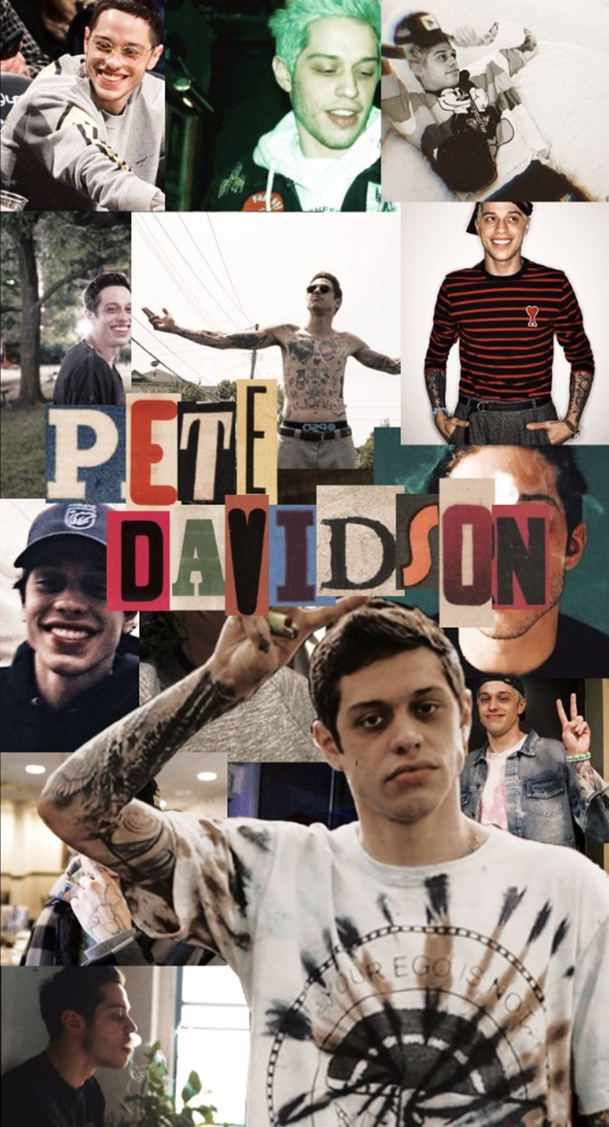 Pete Davidson, photograph collage, candid poses, 2K Phone Wallpaper