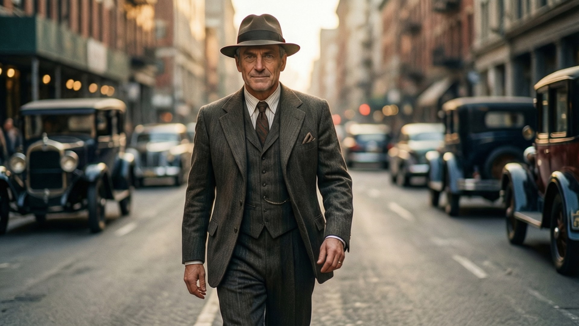 Pete Latzo, suit, 1920s city, Full HD Desktop Wallpaper
