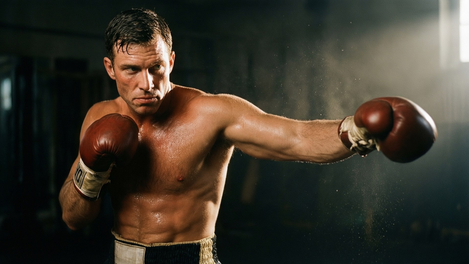 Pete Latzo, red gloves, dimly lit gym, Full HD Desktop Wallpaper