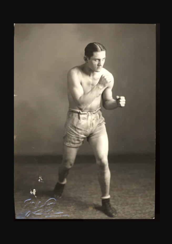 Pete Latzo, southpaw boxing stance, vintage sepia-toned photo, SD Phone Wallpaper