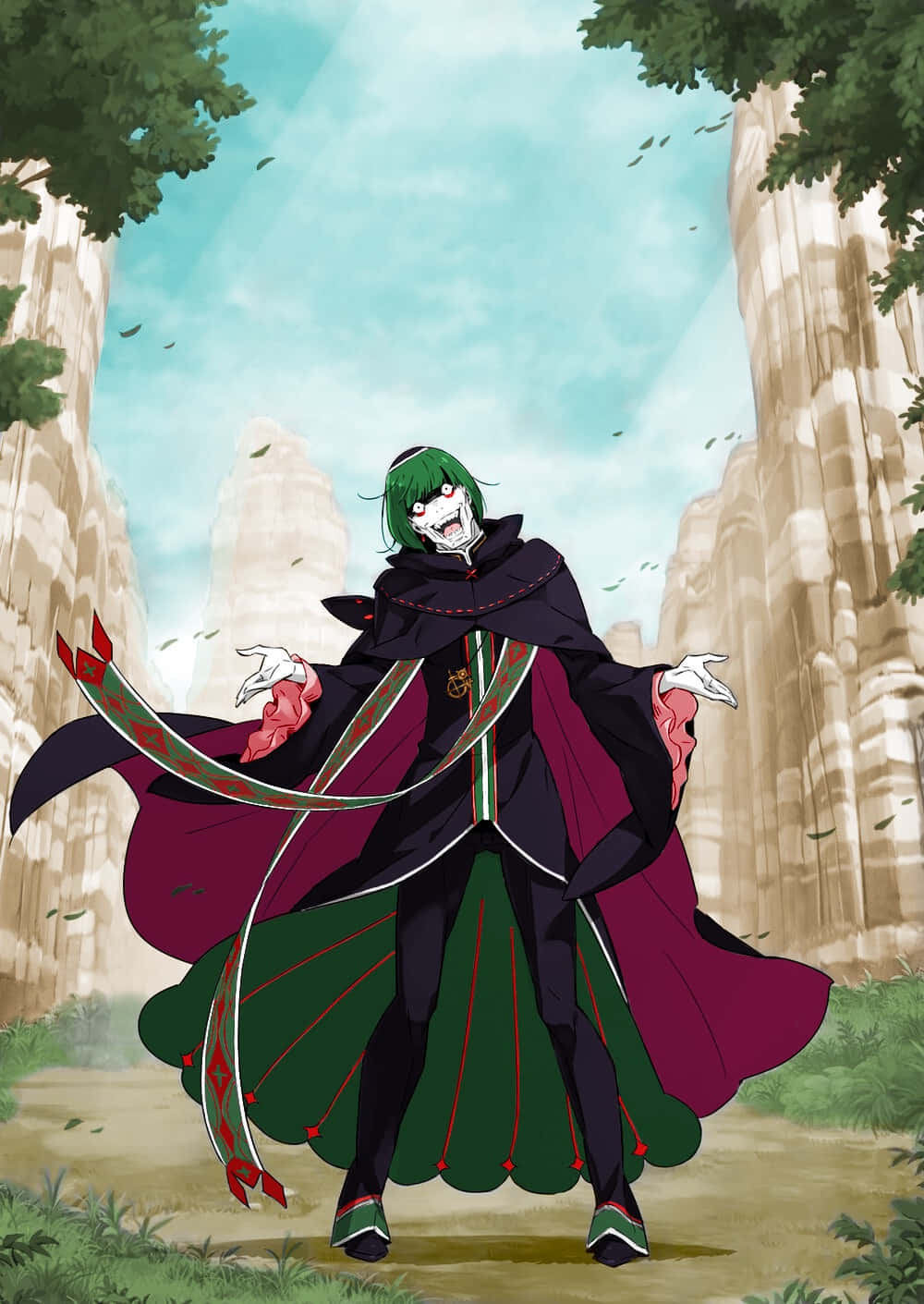 Petelgeuse Romanee-Conti, green-haired anime character, flowing dark robe, HD Phone Wallpaper