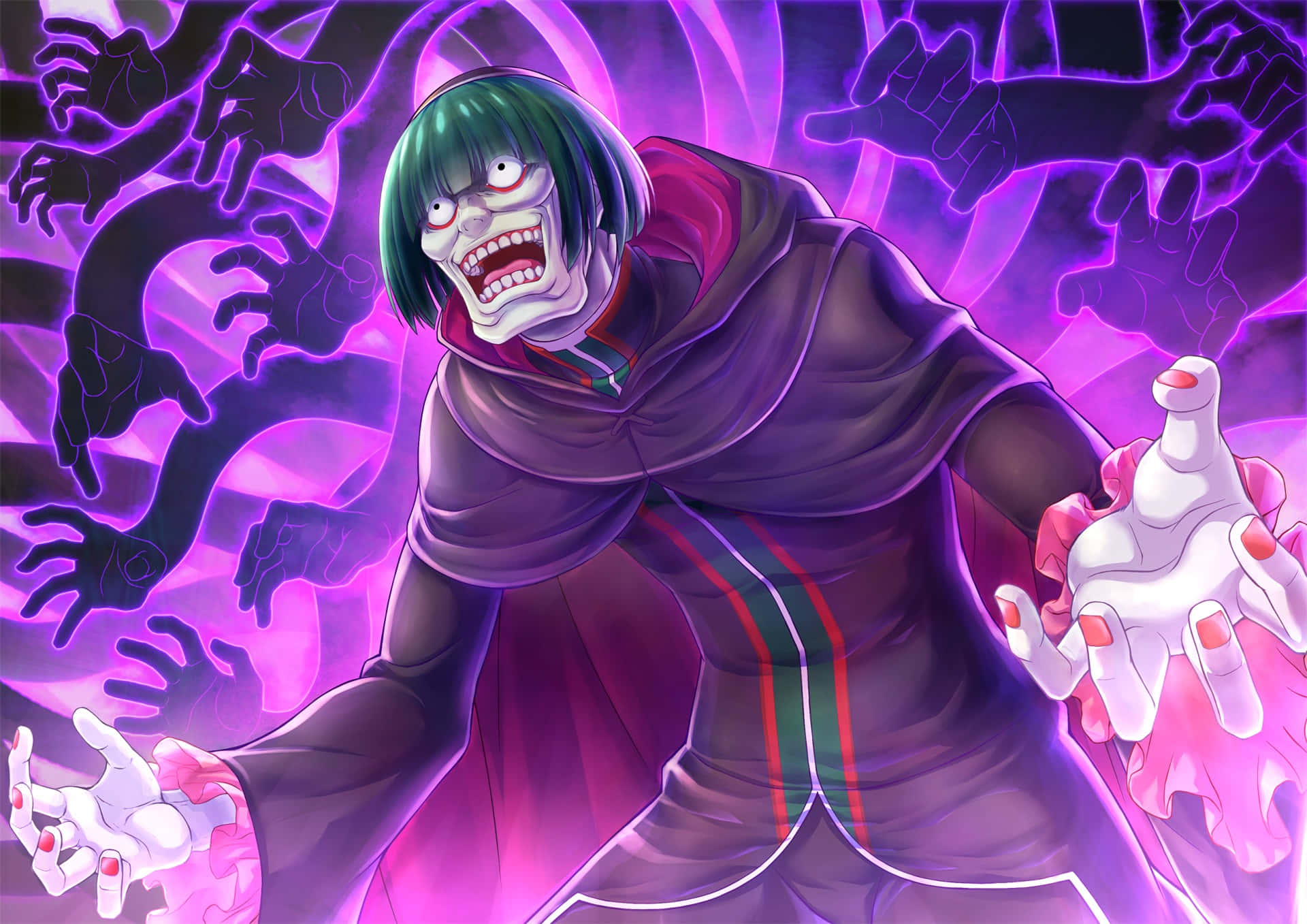 Petelgeuse Romanee-conti, green hair, purple cloak, Full HD Desktop Wallpaper