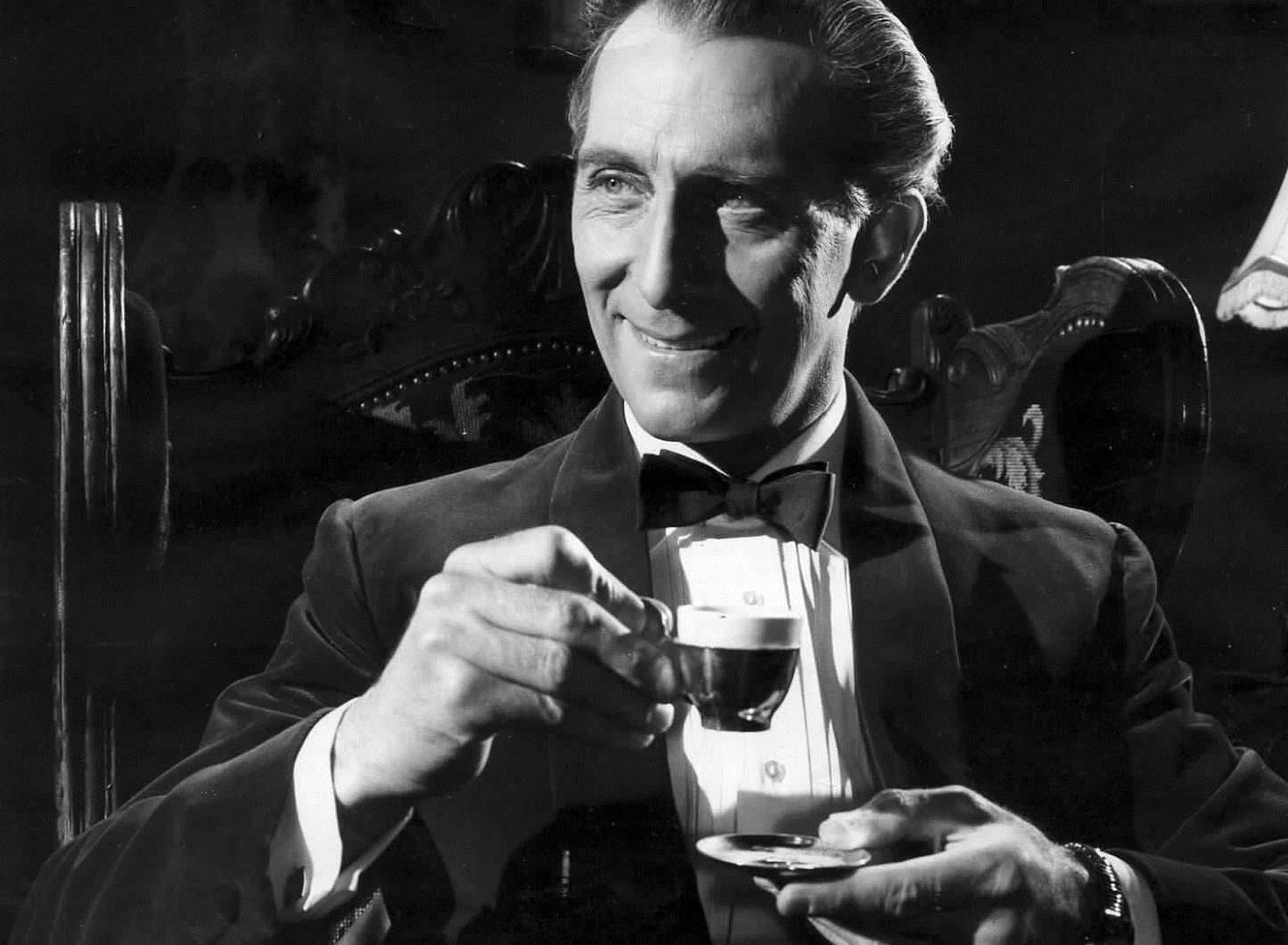 Peter Cushing, tuxedo, espresso cup, HD Desktop Wallpaper