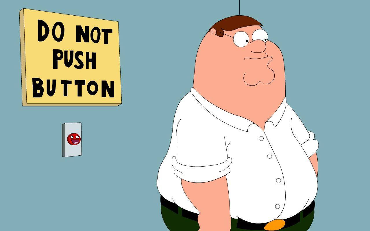 Peter Griffin, DO NOT PUSH BUTTON, red angry face button, HD Desktop Wallpaper