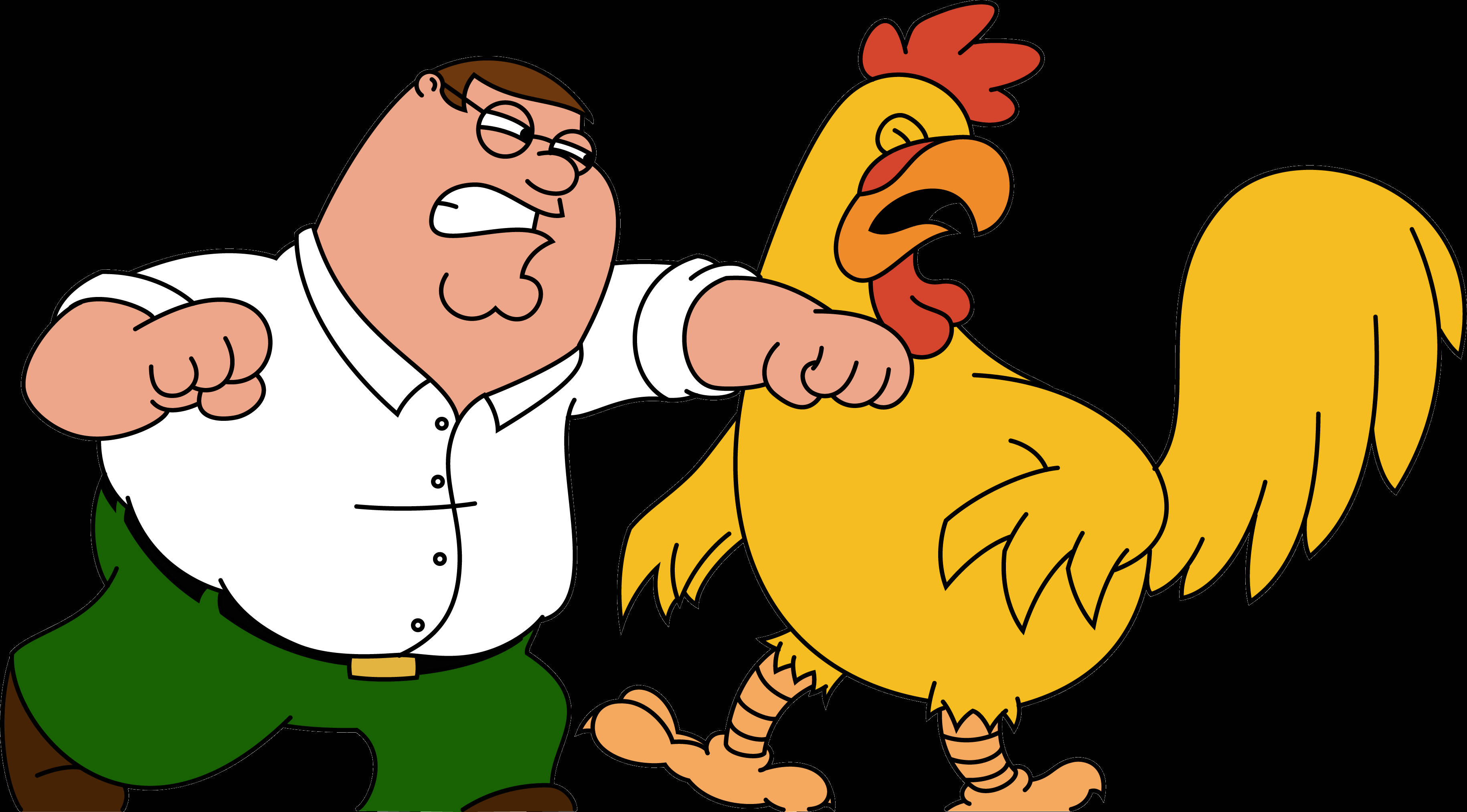 Peter Griffin, yellow rooster, white shirt, 2K Desktop Wallpaper