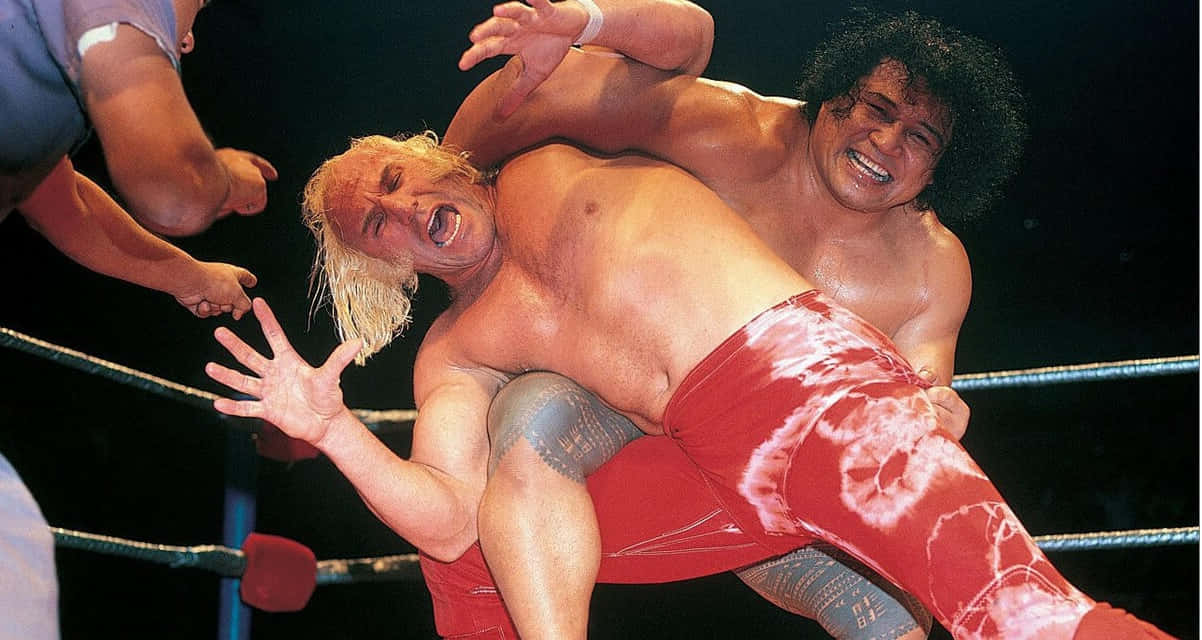 Peter Maivia, red tie-dye trunks, ring with ropes, SD Desktop Wallpaper