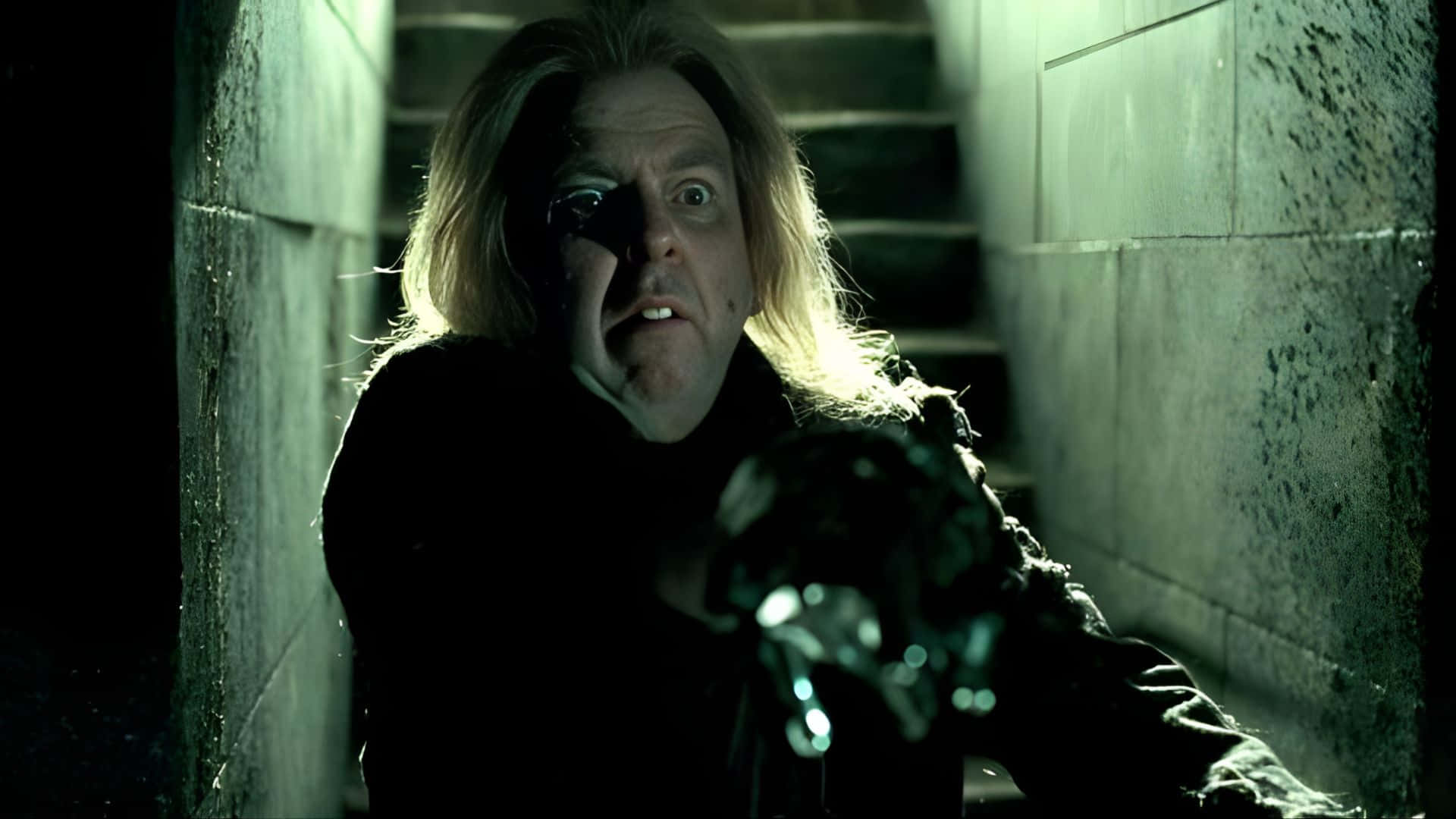 Peter Pettigrew, long hair, dim concrete staircase, Full HD Desktop Wallpaper