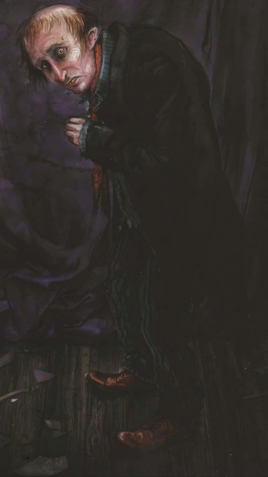 Peter Pettigrew, gaunt pale man, dark coat, Full HD Phone Wallpaper