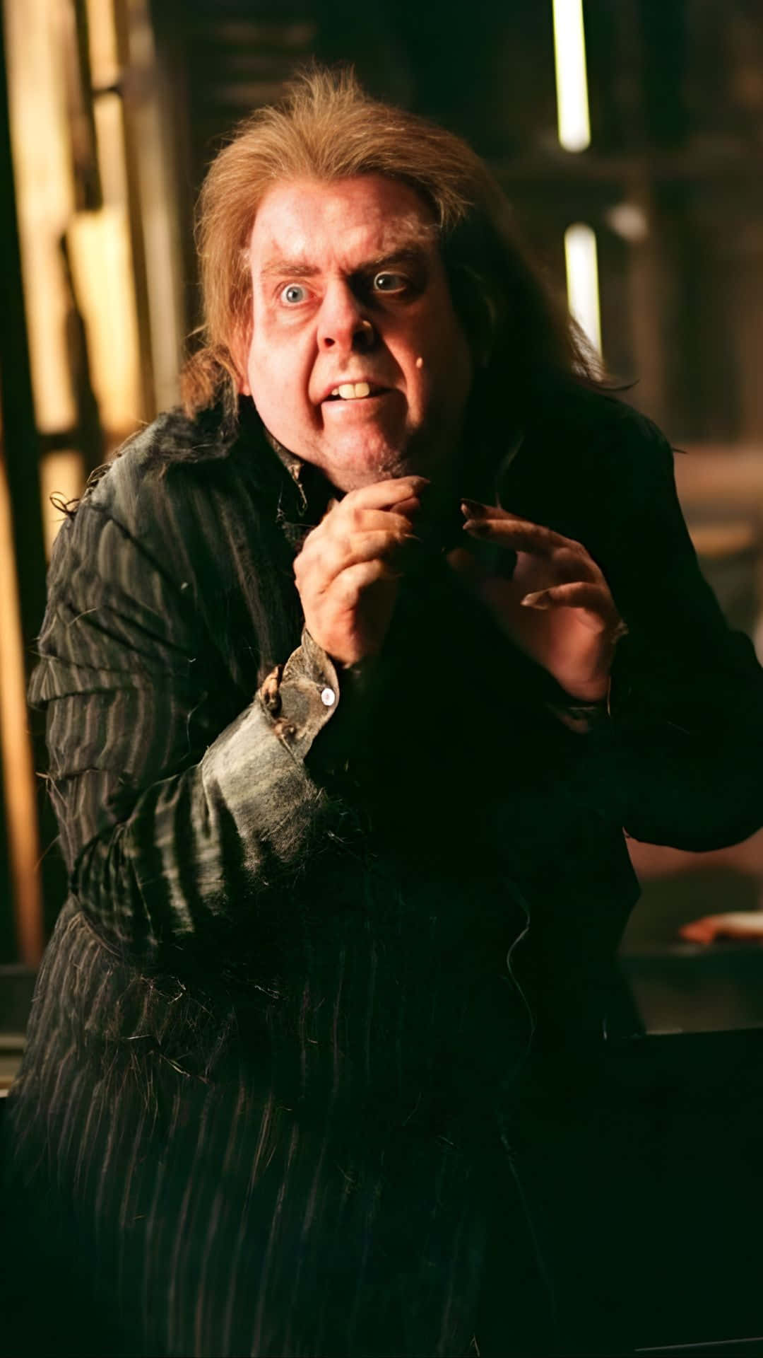 Peter Pettigrew, wild hair, terrified expression, Full HD Phone Wallpaper