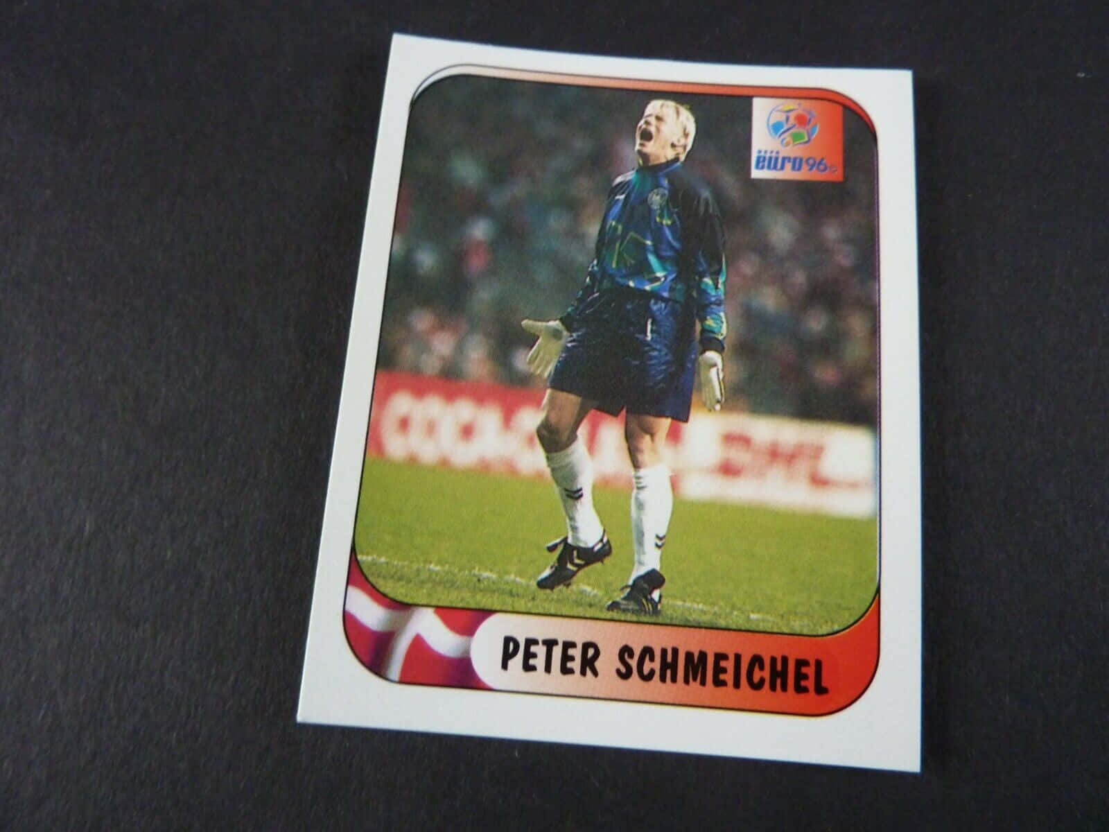 Peter Schmeichel, vintage football trading card, blue kit, HD Desktop Wallpaper