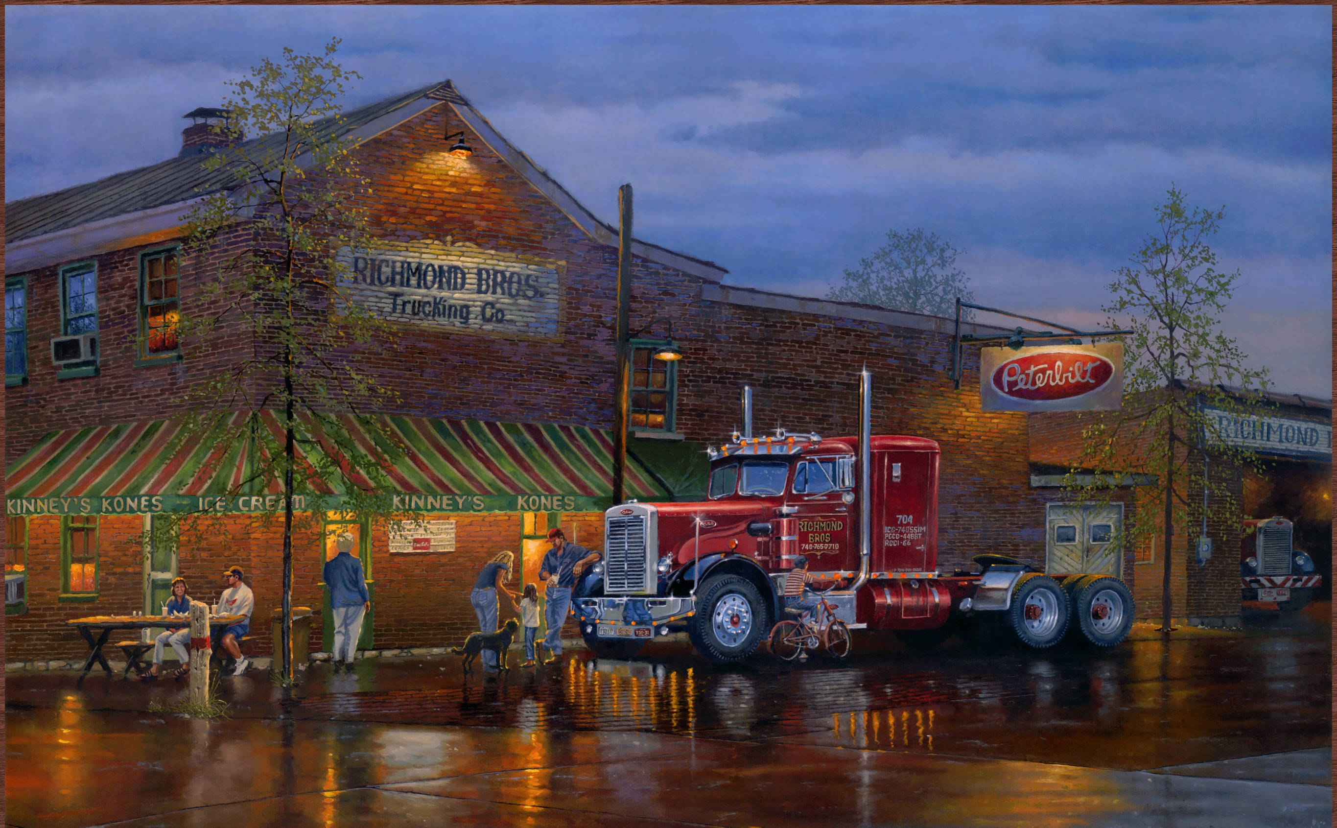 Peterbilt 2731, red semi-truck, brick trucking company, 2K Desktop Wallpaper