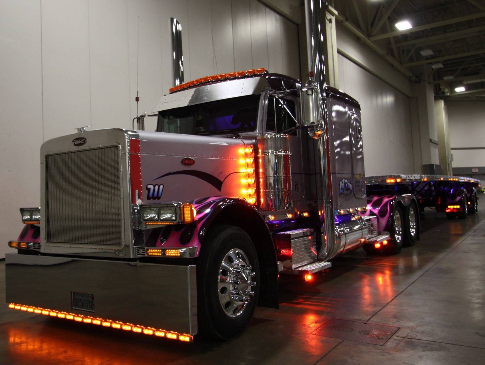 Peterbilt, chrome, purple, HD Desktop Wallpaper