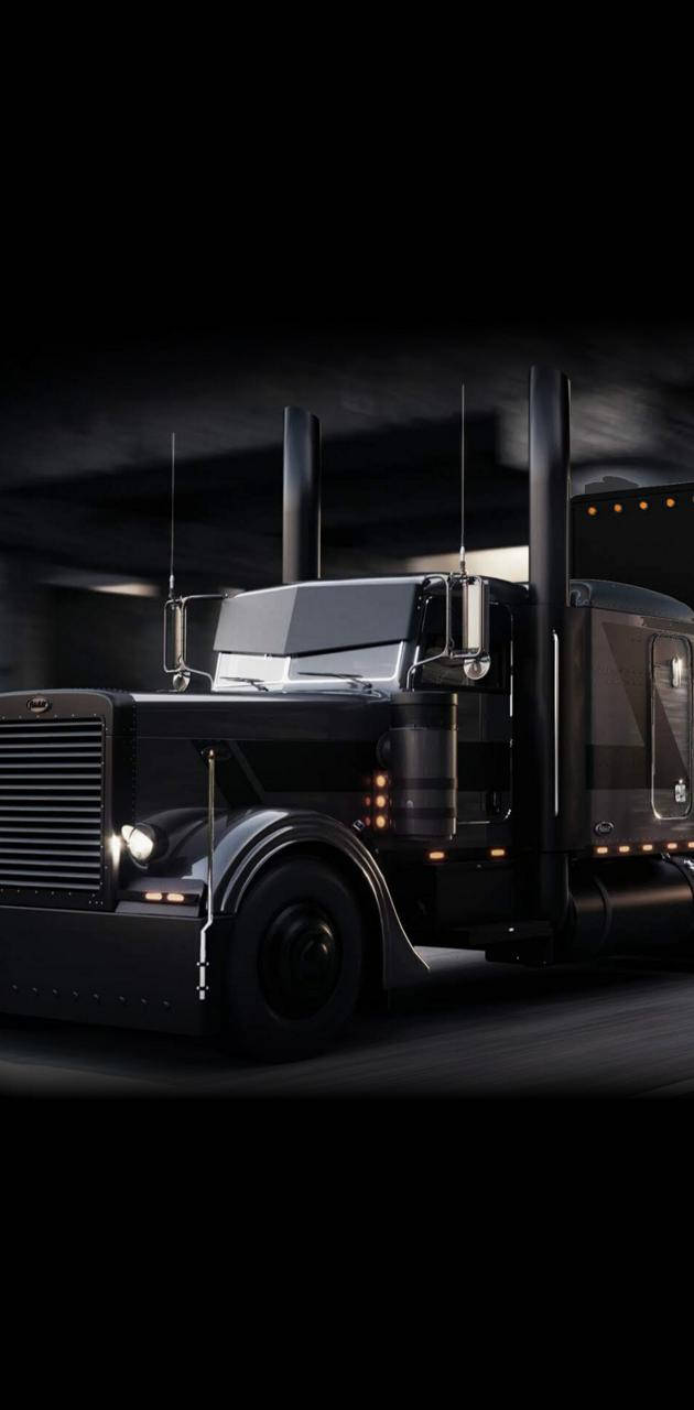 Peterbilt, sleek black semi-truck, chrome accents, HD Phone Wallpaper