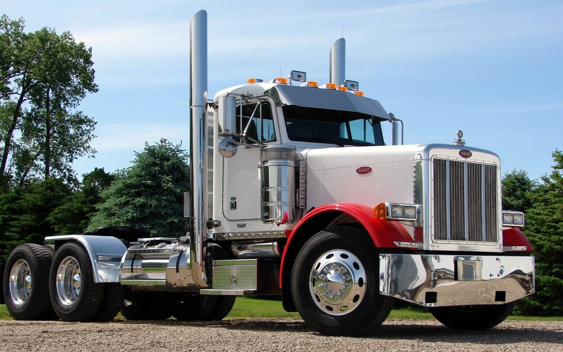 Peterbilt, white, red, Full HD Desktop Wallpaper