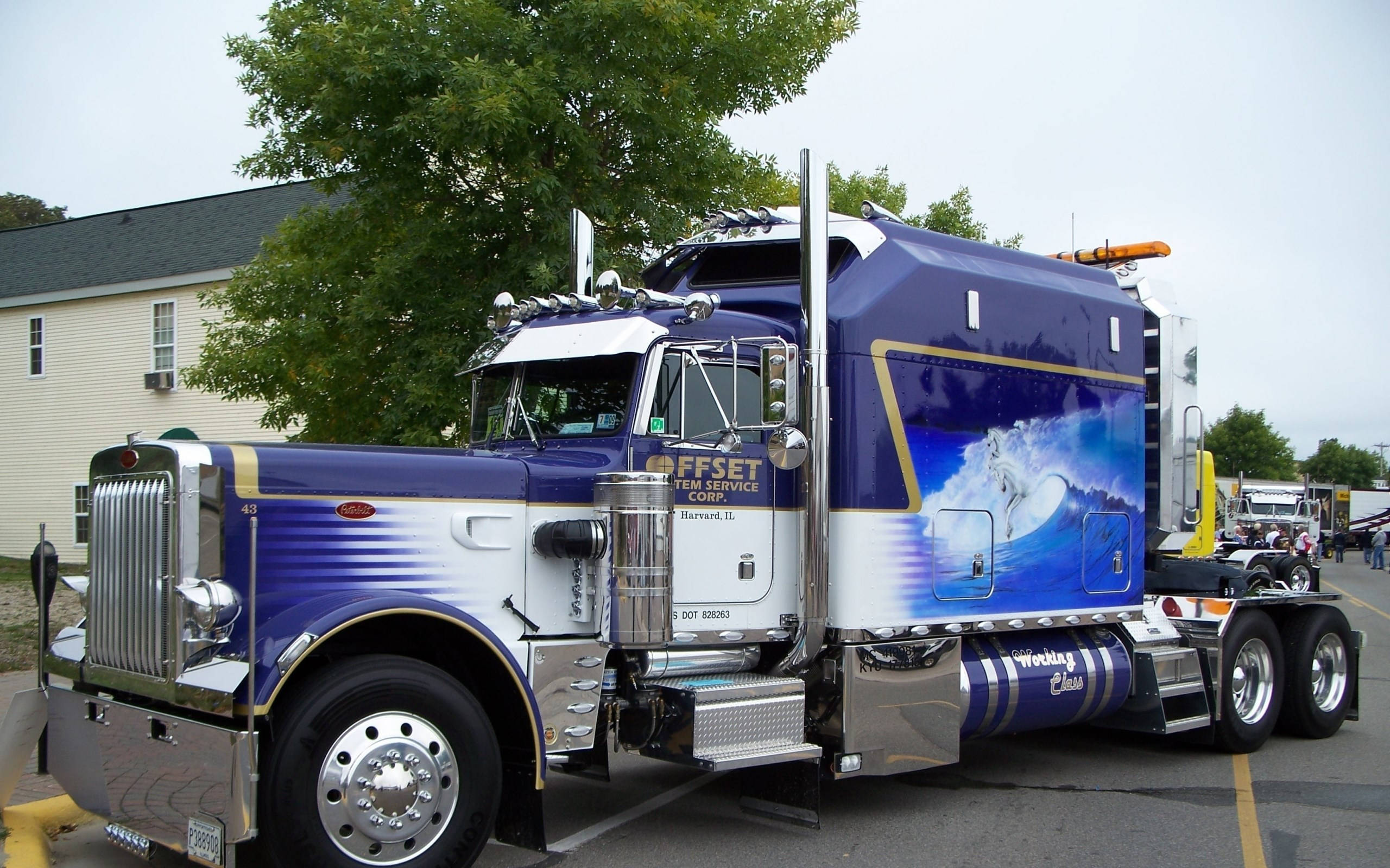Peterbilt, blue, white, 2K Desktop Wallpaper
