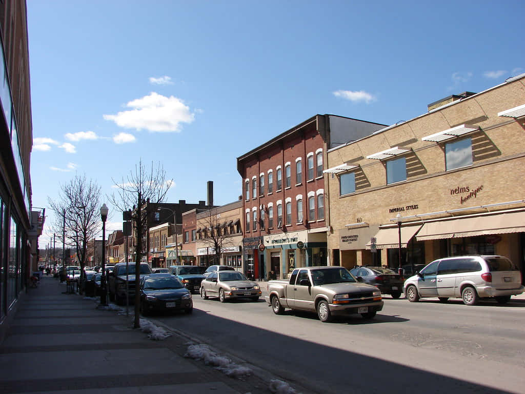 Peterborough, downtown street scene, sunny day, SD Desktop Wallpaper