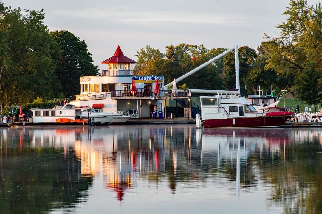 Peterborough, waterfront, dusk, SD Desktop Wallpaper