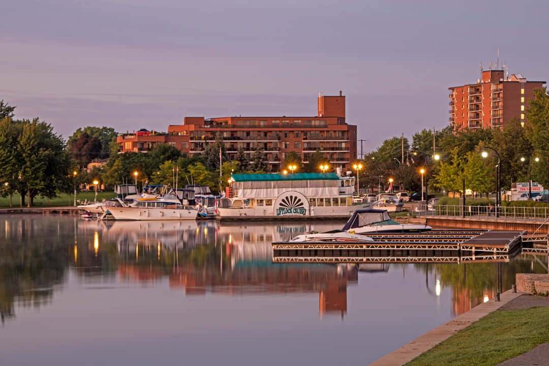 Peterborough, waterfront, twilight, SD Desktop Wallpaper