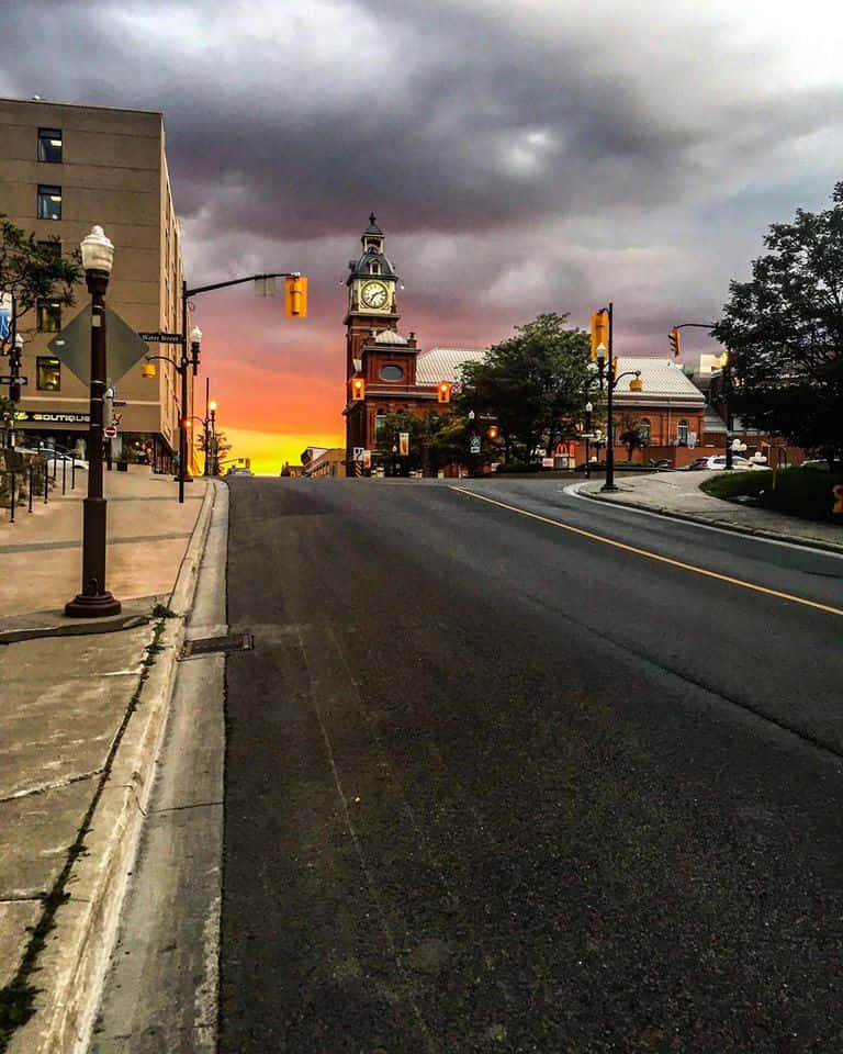 Peterborough, sunset, town hall clock tower, SD Phone Wallpaper