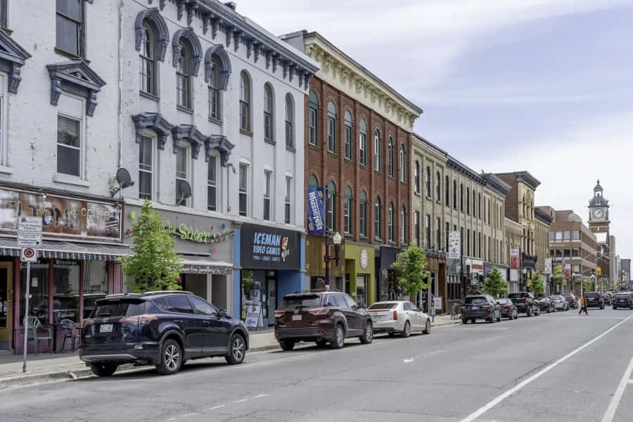 Peterborough, downtown street view, historic brick buildings, SD Desktop Wallpaper