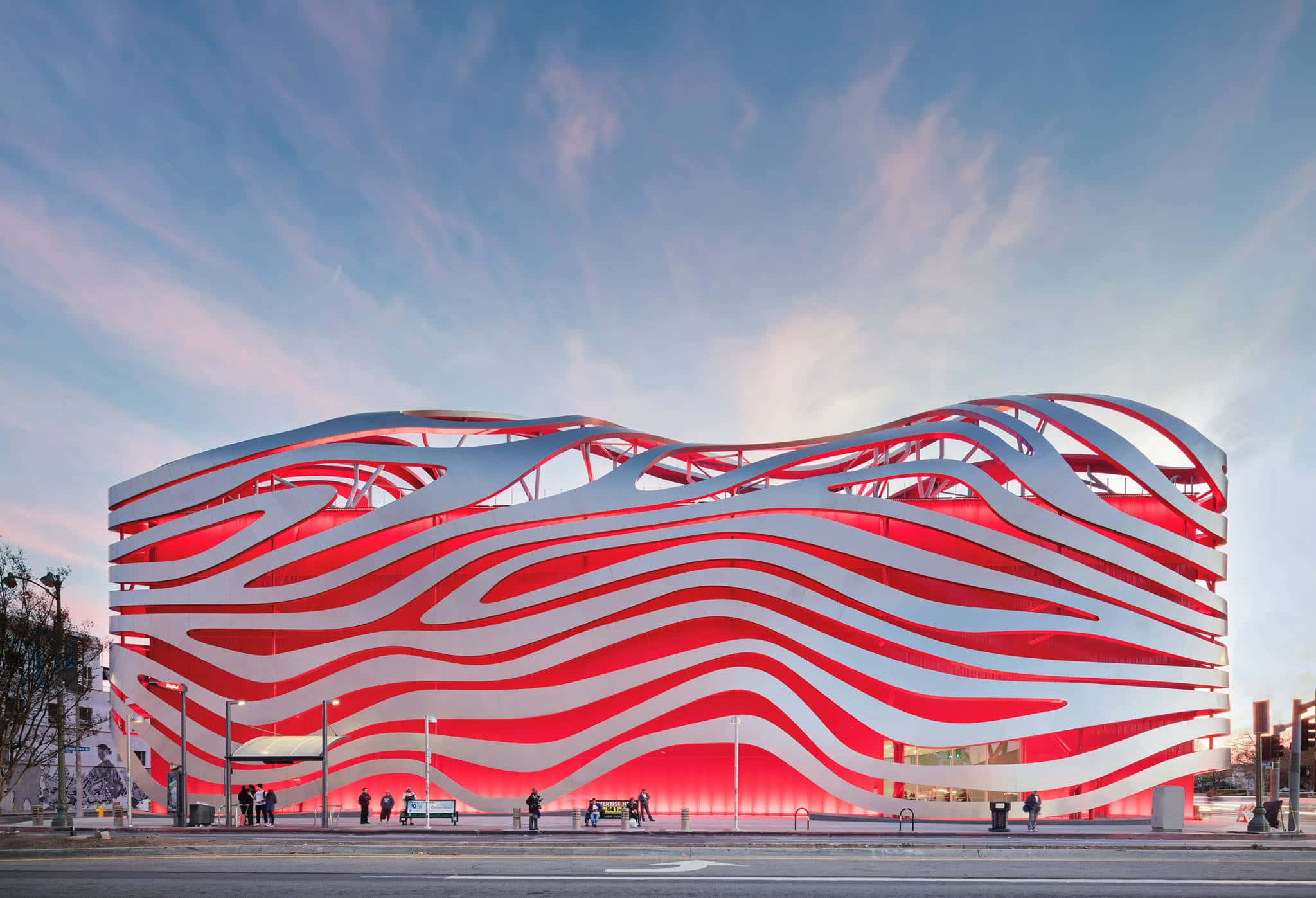 Petersen Automotive Museum, exterior, dusk, Full HD Desktop Wallpaper
