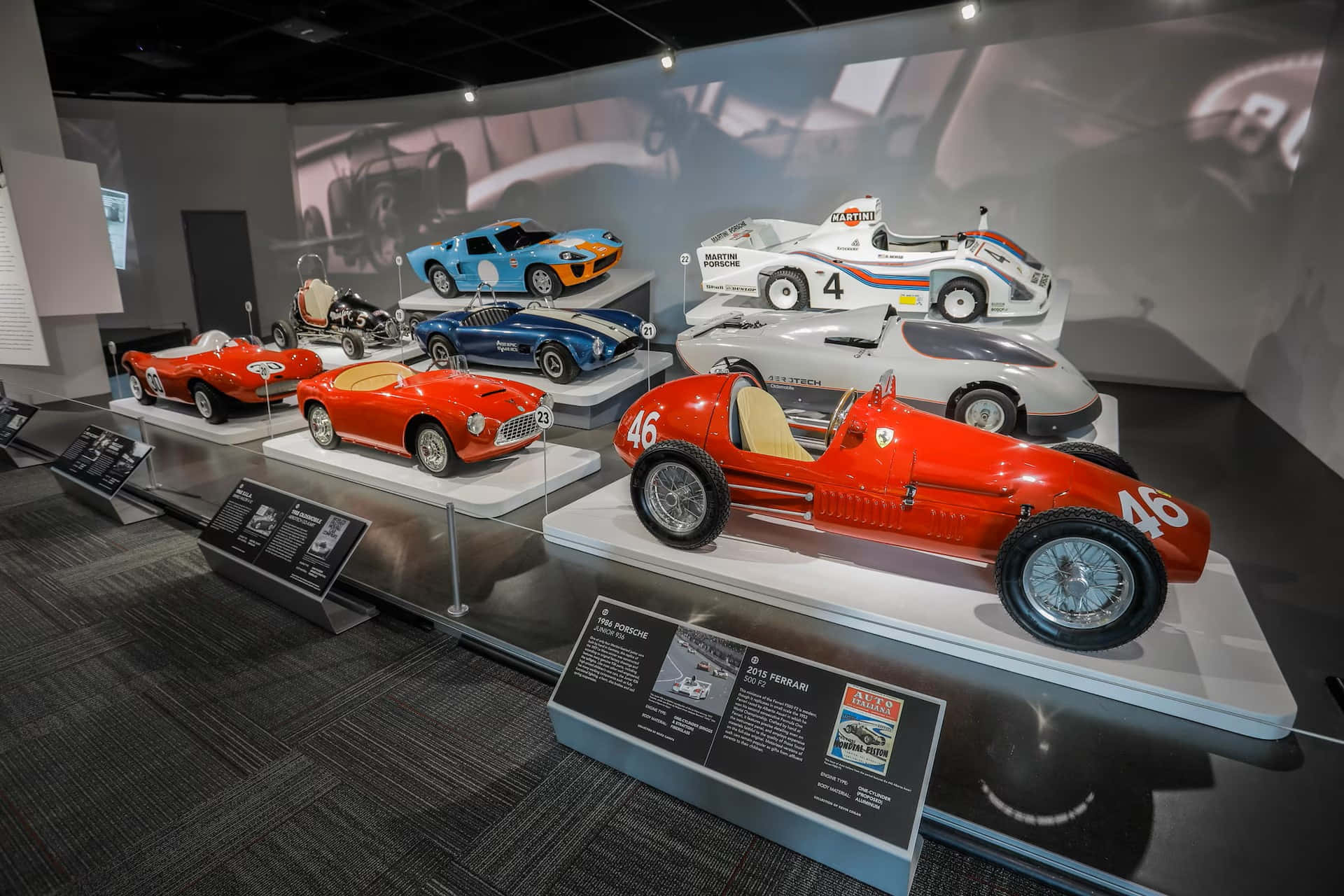 Petersen Automotive Museum, classic racing cars exhibit, red Ferrari 1951, Full HD Desktop Wallpaper