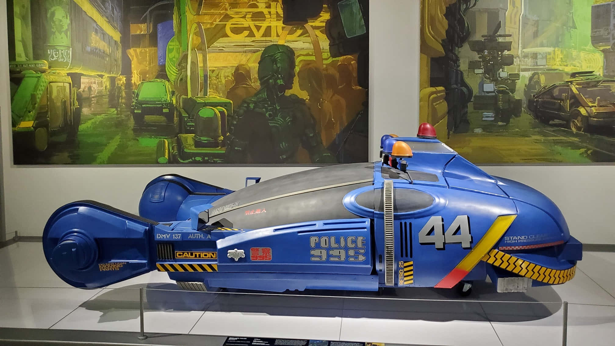 futuristic police vehicle, blue police speeder, number 44, Full HD Desktop Wallpaper
