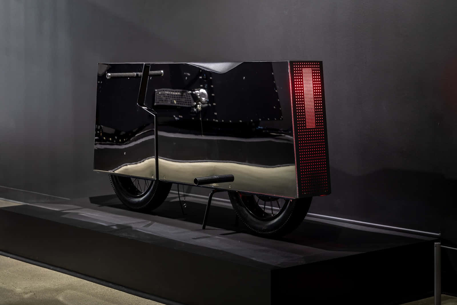 futuristic motorcycle, sleek black, red LED tail panel, HD Desktop Wallpaper