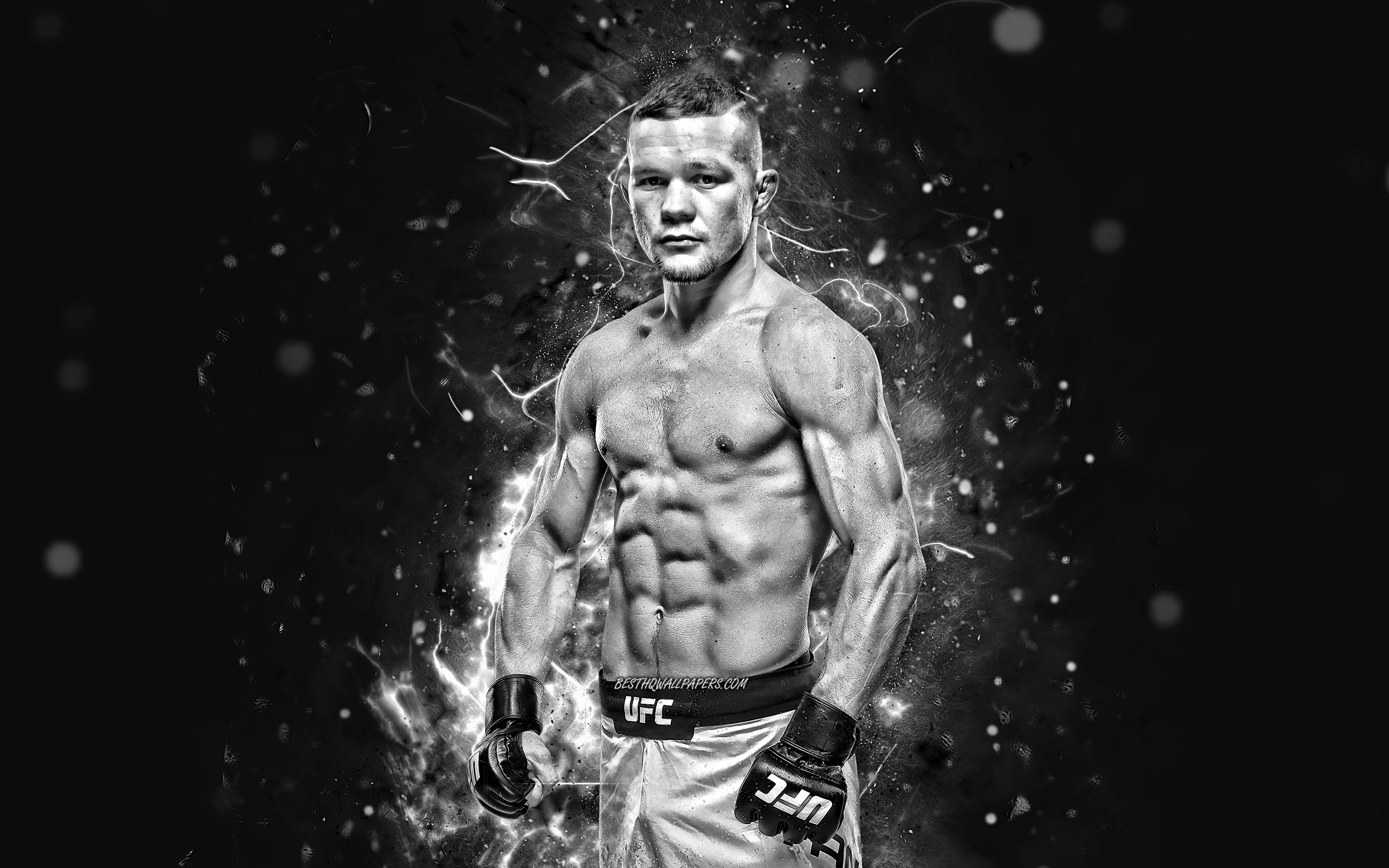 Petr Yan, monochrome, electric energy, 4K Desktop Wallpaper